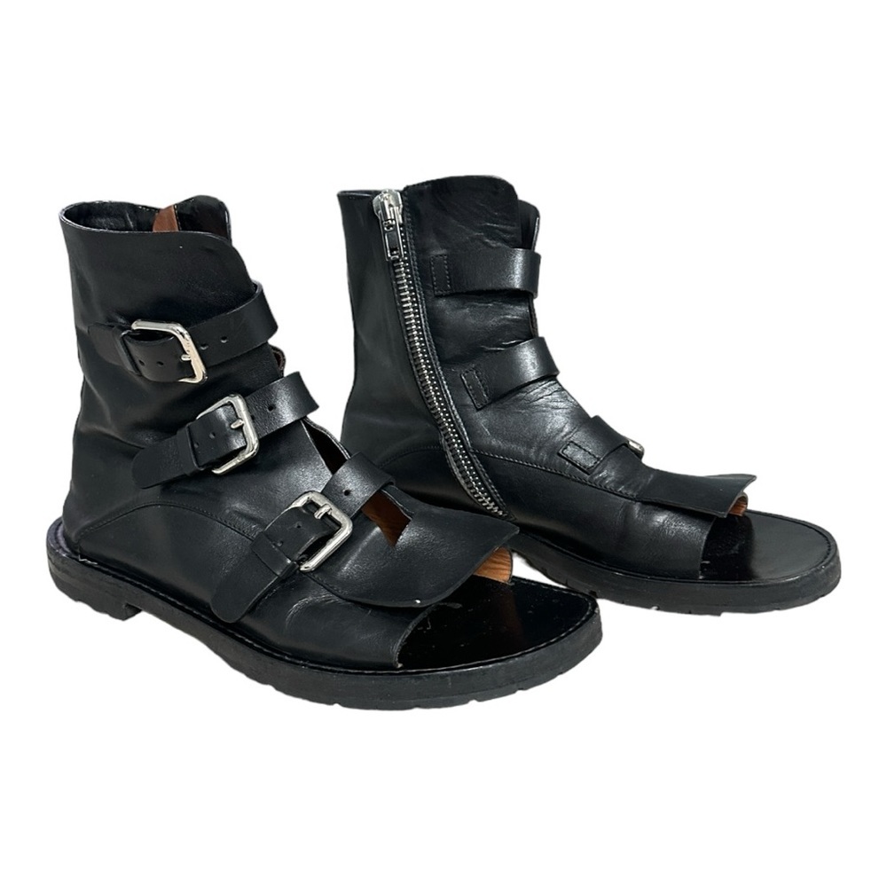 Jil Sander Black Leather Gladiator Sandals
